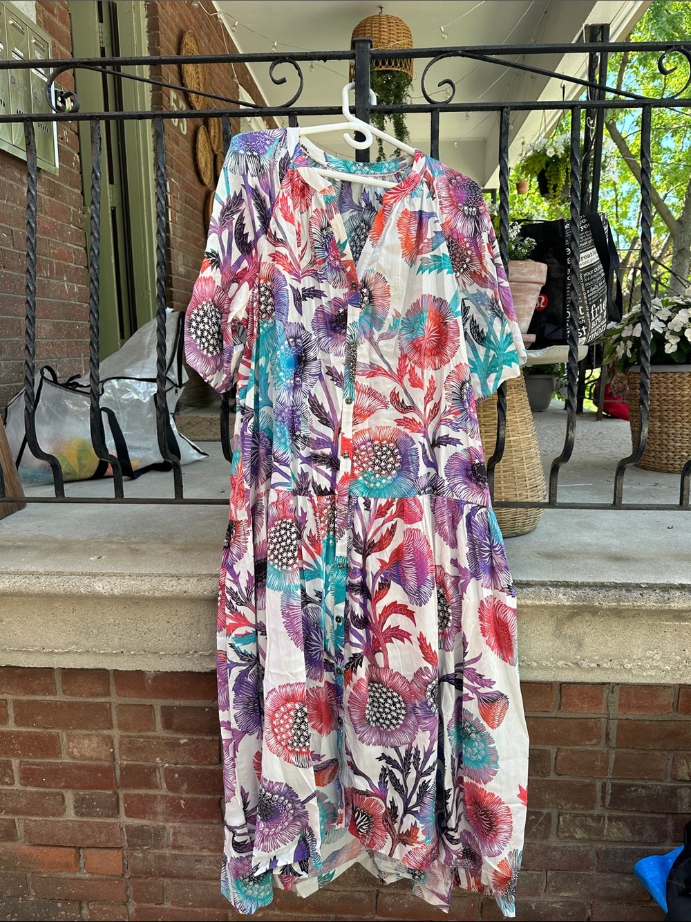 Floral Tiered Button-Front Midi Dress - Multicolor Tug Boat from Anthropologie